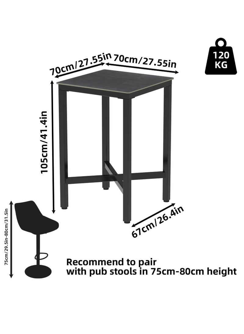 Generic - Black Bar Table Square 70x70cm Slate Bars Tables Counter Height 105cm Cocktail Table for Home Kitchen Pub Coffee Shop Office Apartment(Chair Not Included) - Image 1