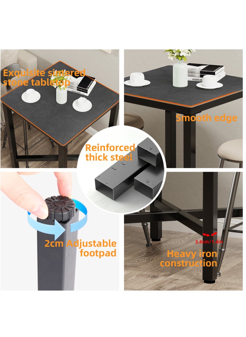 Generic - Black Bar Table Square 70x70cm Slate Bars Tables Counter Height 105cm Cocktail Table for Home Kitchen Pub Coffee Shop Office Apartment(Chair Not Included) - Image 1