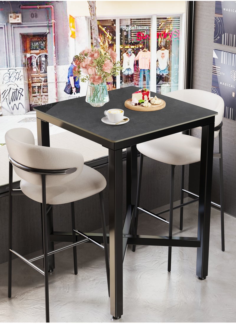 Generic - Black Bar Table Square 70x70cm Slate Bars Tables Counter Height 105cm Cocktail Table for Home Kitchen Pub Coffee Shop Office Apartment(Chair Not Included) - Image 1