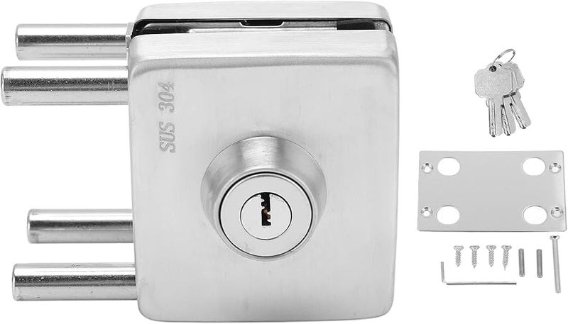 Stainless Steel Push Sliding Gate Lock Punch Installation Concealed Screws Frameless Glass Door - Image 1