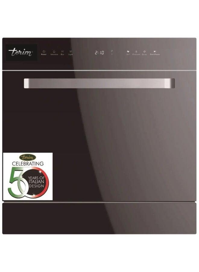 Terim Countertop Dishwasher, 8 Place Settings, 4 Programs, Electronic Control, Black – TERDW0804GB 12 L TERDW0804GB black