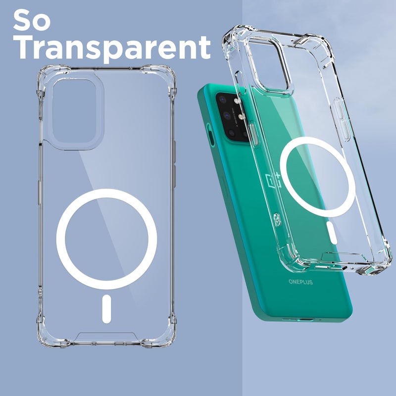 Pikkme Back Cover for OnePlus 8T / 9R Mag-Safe Shockproof PC + TPU Protective Case Magnetic Support Bumper Case (Transparent Mag-Safe) - Image 2