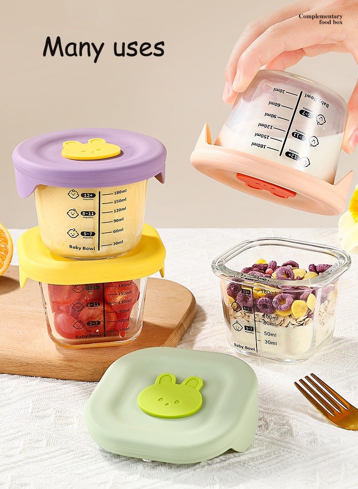 تيانر طقم حاويات حفظ طعام الأطفال خالية من BPA – قطعتان، مانعة للتسرب، قابلة لإعادة الاستخدام لتجهيز وجبات الأطفال والوجبات الخفيفة، آمنة للميكروويف وغسالة الصحون والتجميد، قابلة للتكديس مع أغطية - Image 5