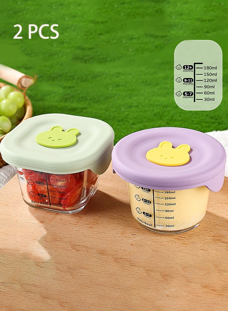 تيانر طقم حاويات حفظ طعام الأطفال خالية من BPA – قطعتان، مانعة للتسرب، قابلة لإعادة الاستخدام لتجهيز وجبات الأطفال والوجبات الخفيفة، آمنة للميكروويف وغسالة الصحون والتجميد، قابلة للتكديس مع أغطية - Image 1
