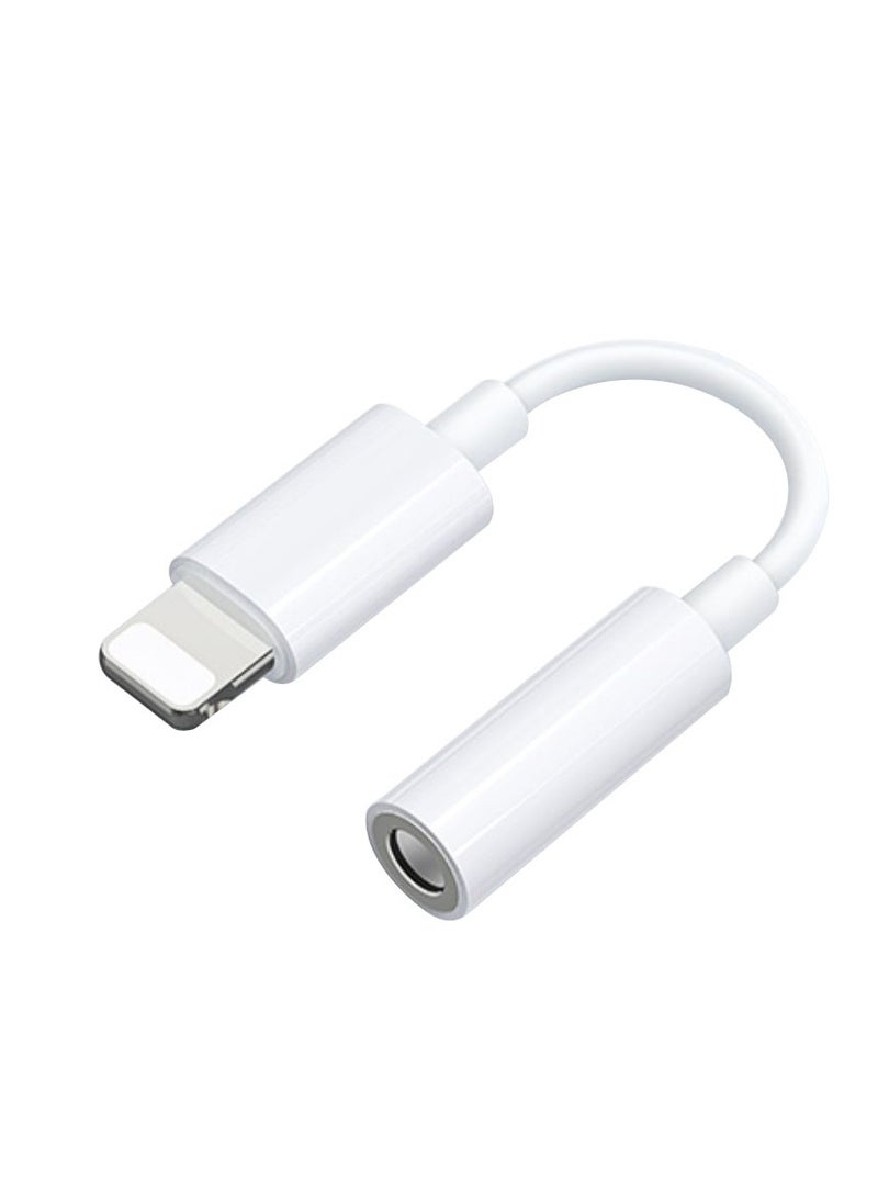 Lightning to 3.5mm Headphone Jack Adapter – Supports iPhone 7 to 14 Series – High-Fidelity Audio & Voice Control – Durable Aluminum Shell – Compatible with Music, Calls, Gaming – White
