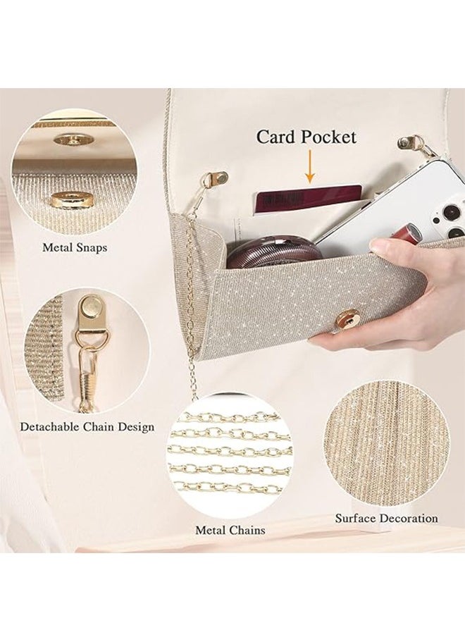 Generic - Womens Evening Bags Clutch Bags Women Girls Handbags Crossbody Bags Wedding Bags Suitable Shiny Sequin Envelope Clutch Bags Evening Bags With Chain SuitableFor Wedding Formal - Image 1