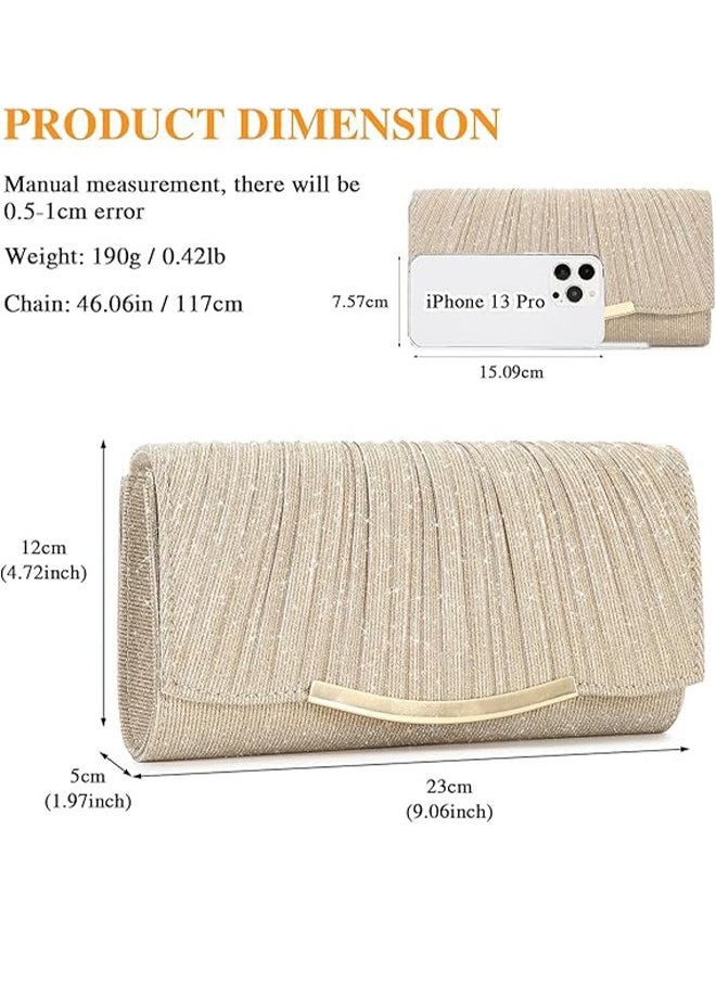 Generic - Womens Evening Bags Clutch Bags Women Girls Handbags Crossbody Bags Wedding Bags Suitable Shiny Sequin Envelope Clutch Bags Evening Bags With Chain SuitableFor Wedding Formal - Image 1