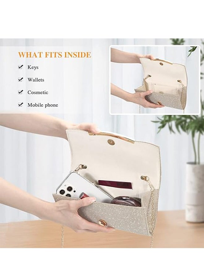 Generic - Womens Evening Bags Clutch Bags Women Girls Handbags Crossbody Bags Wedding Bags Suitable Shiny Sequin Envelope Clutch Bags Evening Bags With Chain SuitableFor Wedding Formal - Image 1