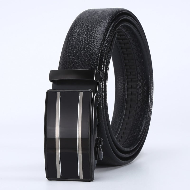 New mens business belt high-end pu hemming litchi fashion belt automatic iron buckle head stall wholesale Z0084 three 