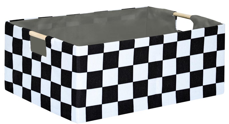FUULOXE Checkered Storage Basket Room Decor Gifts Basket Foldable Nursey Box Kids Hamper Storage Cube for Women Closet Organizer Boys Car Toys Bins with Handles - Image 2