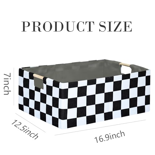 FUULOXE Checkered Storage Basket Room Decor Gifts Basket Foldable Nursey Box Kids Hamper Storage Cube for Women Closet Organizer Boys Car Toys Bins with Handles - Image 3