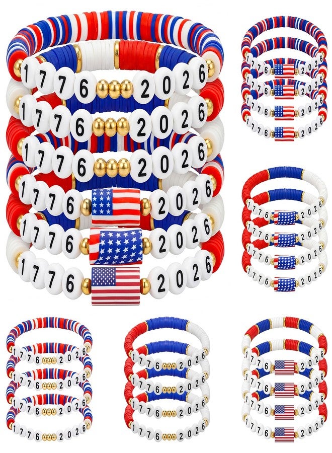 Highergo 24 Pcs 250th Anniversary Bracelet Bulk USA 4th of July Wristband American Patriotic Independence Day Party Favor Gift (Fresh) - Image 1