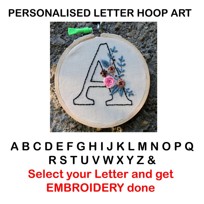 VAH C Letter Customized Embroidery Hoop Art Work Gift with Wool Tassels for Gift on Special Events ( Home décor, Wall décor, Wall Hanging) - Image 2