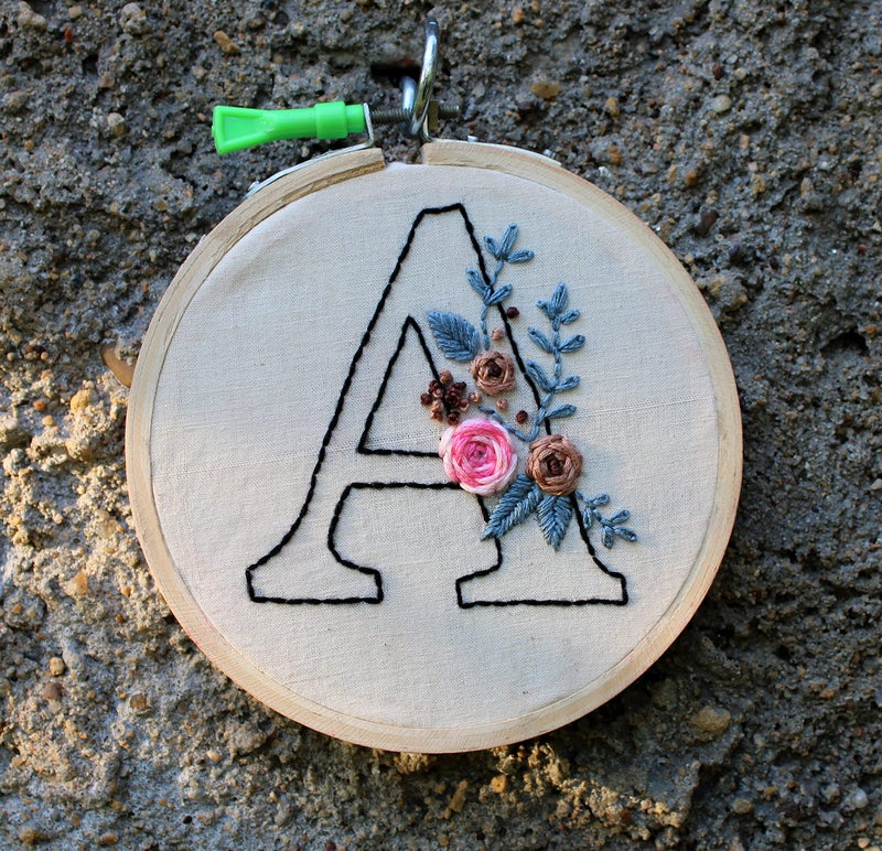 VAH C Letter Customized Embroidery Hoop Art Work Gift with Wool Tassels for Gift on Special Events ( Home décor, Wall décor, Wall Hanging) - Image 1