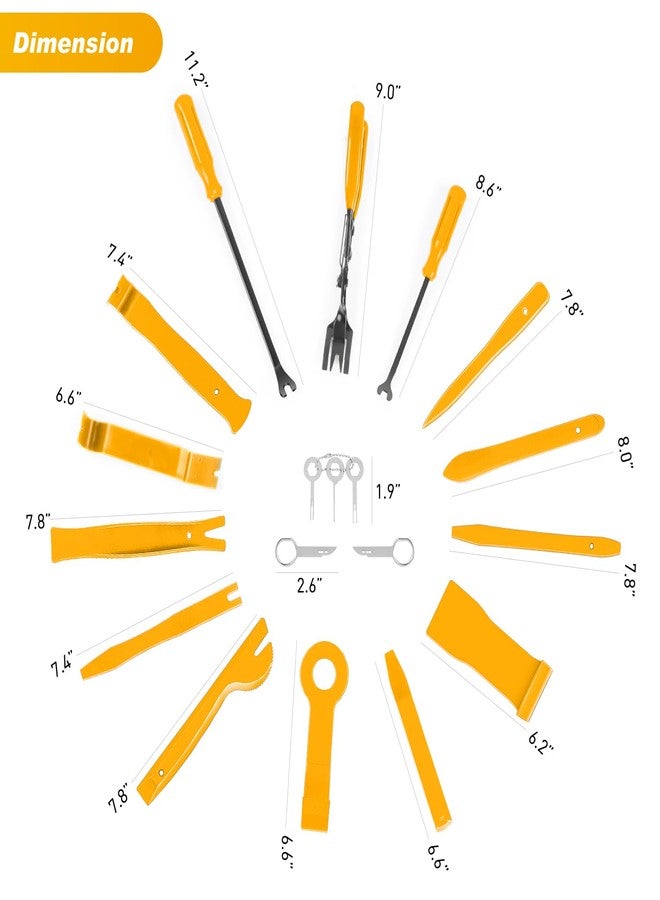 GOOACC 19Pcs Trim Removal Tool Set Panel Fastener Clips Removal Automotive Plastic Upholstery Pliers Removal Install Removal Car Tool with Storage Bag for Trim Panel Audio Clip Pliers Terminal-Yellow - Image 2