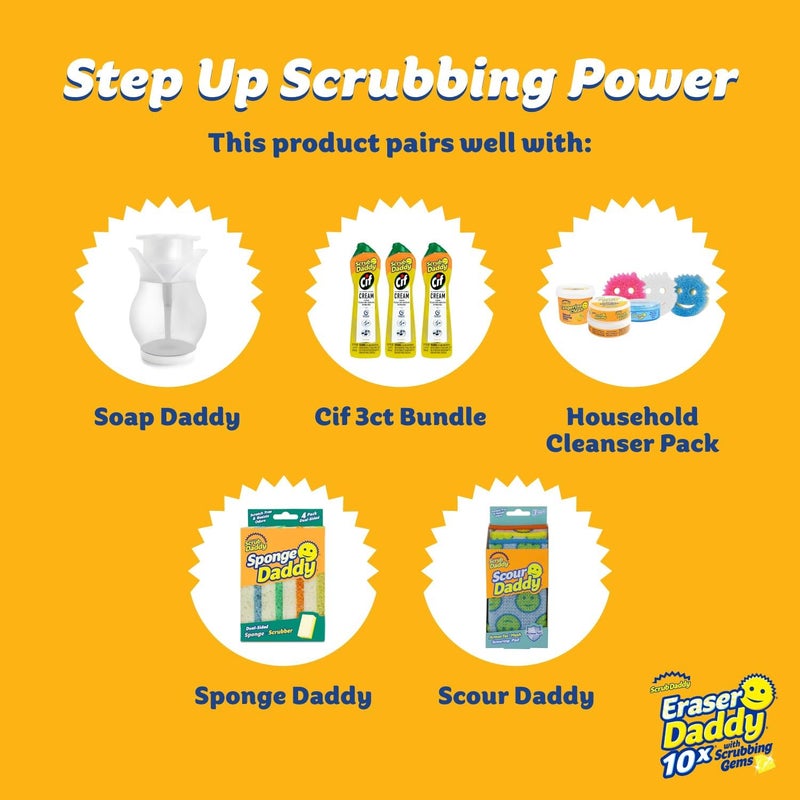 Scrub Daddy Eraser Daddy XL - Large Melamine Foam Sponges for Cleaning - Dual-Sided White Eraser Sponges for Wall Cleaning - Removes Dirt & Scuffs - Water-Activated (18 Count) - Image 5