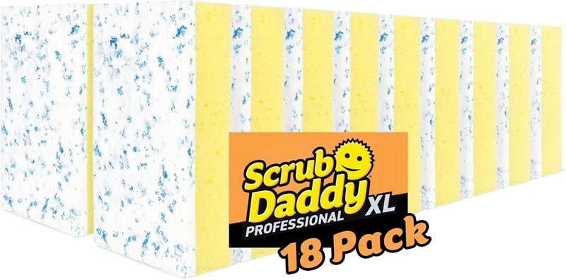 Scrub Daddy Eraser Daddy XL - Large Melamine Foam Sponges for Cleaning - Dual-Sided White Eraser Sponges for Wall Cleaning - Removes Dirt & Scuffs - Water-Activated (18 Count) - Image 1