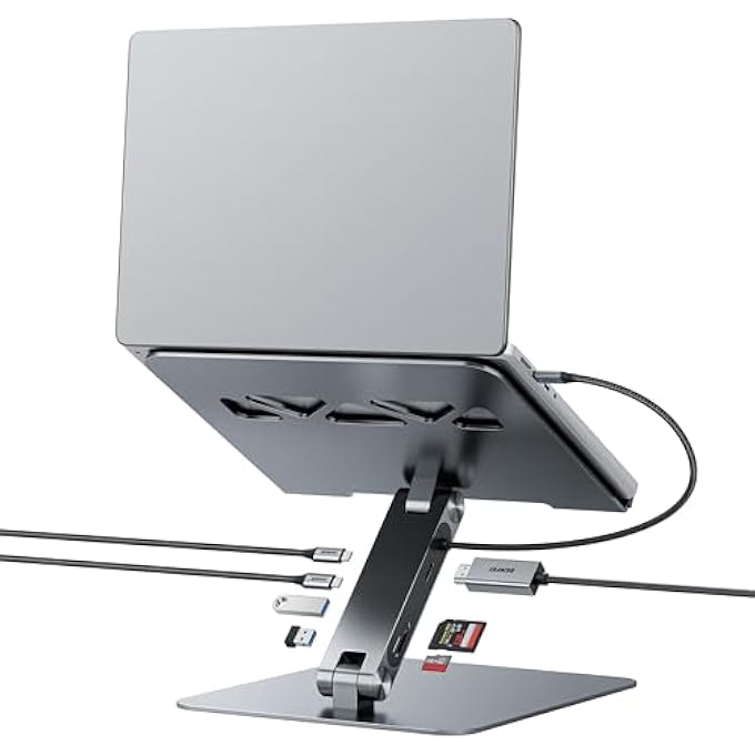Benfei LAPTOP STAND WITH USB C 7IN1 DOCKING STATION,HDMI 4K@60HZ,1*SD 1*MICRO SD,100W POWER DELIVERY,10GBPS 1*USB C 3.2 AND 2*USB A 3.2 COMPATIBLE WITH MACBOOK PRO/AIR, IPAD PRO, XPS, THINKPAD - Image 1