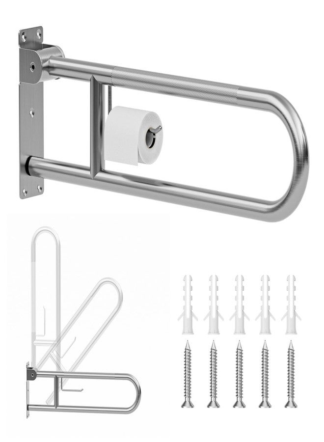 SPECILITE Heavy Duty Toilet Grab Bar 29.5 in, 440 Lbs Load Capacity, Anti-Slip Flip up Handicap Safety Rails for Shower, Wall Mount Support Handrails with Paper Holder, for Elderly, Disabled, Pregnant - Image 1