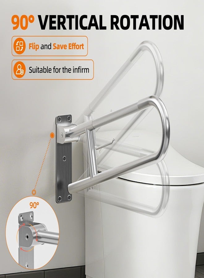 SPECILITE Heavy Duty Toilet Grab Bar 29.5 in, 440 Lbs Load Capacity, Anti-Slip Flip up Handicap Safety Rails for Shower, Wall Mount Support Handrails with Paper Holder, for Elderly, Disabled, Pregnant - Image 3