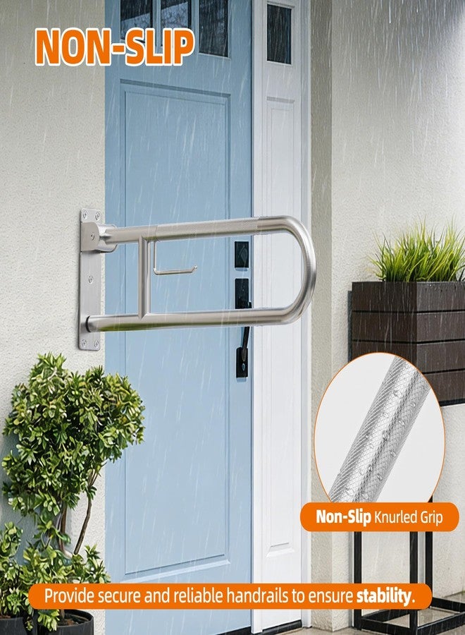 SPECILITE Heavy Duty Toilet Grab Bar 29.5 in, 440 Lbs Load Capacity, Anti-Slip Flip up Handicap Safety Rails for Shower, Wall Mount Support Handrails with Paper Holder, for Elderly, Disabled, Pregnant - Image 4