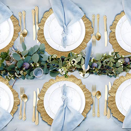 DaCakeWS Gold Reef Charger Plates 10PCS, 13inch Plastic Floral Charger Plates Wedding for Dinner,Wedding,Party,Event,Decoration(Reef Gold10) - Image 3