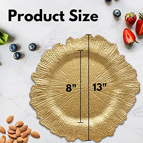 DaCakeWS Gold Reef Charger Plates 10PCS, 13inch Plastic Floral Charger Plates Wedding for Dinner,Wedding,Party,Event,Decoration(Reef Gold10) - Image 4