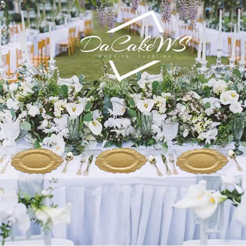 DaCakeWS Gold Reef Charger Plates 10PCS, 13inch Plastic Floral Charger Plates Wedding for Dinner,Wedding,Party,Event,Decoration(Reef Gold10) - Image 2