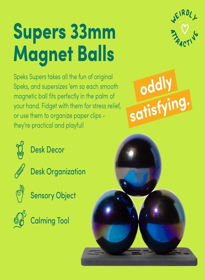 Speks Supers Magnetic Balls - Fidget Toy for Adults | Desk Toy for Office Decoration, Christmas Gift, Holiday Stocking Stuffer Present, Sensory Gadget for Stress Relief | Set of 3, Gunmetal - Image 2