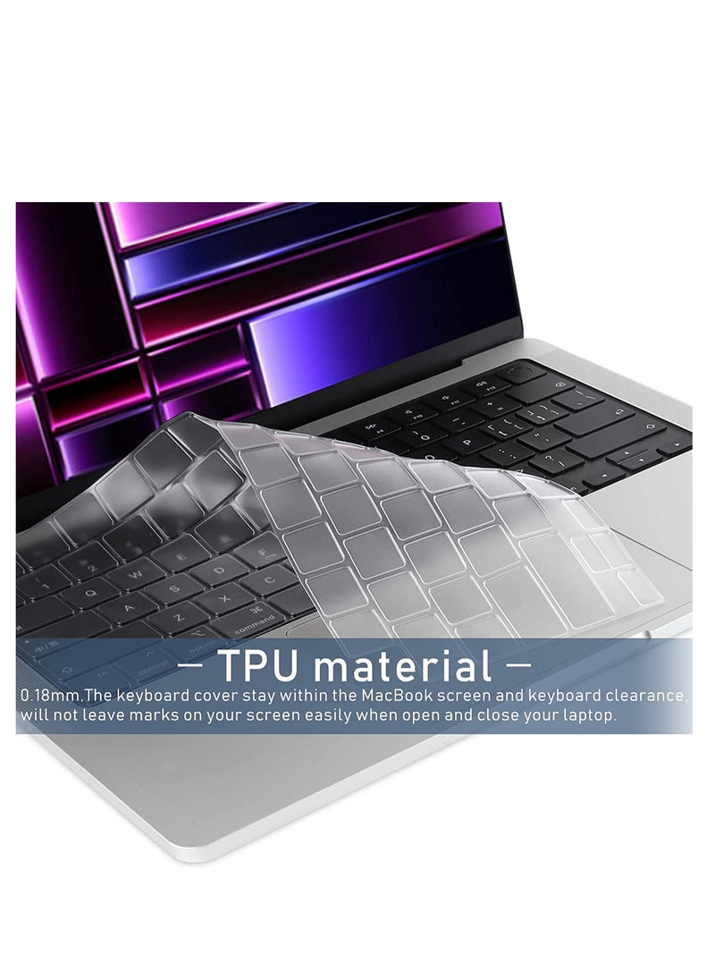 Generic - Premium Keyboard Cover Skin Ultra Thin for MacBook Air 15" M2 A2941 /M3 A3114/M4 A3241,  MacBook Air 13.6" M2 A2681/ M3 A3113/M4 A3240, 2024-2021 MacBook Pro 14" 16" A3112 /A3185/ A3401/A2779 /A2442 /A2918 /A2912 /A3403/A3186/A2991/A2780/ A2485, Clear - Image 1