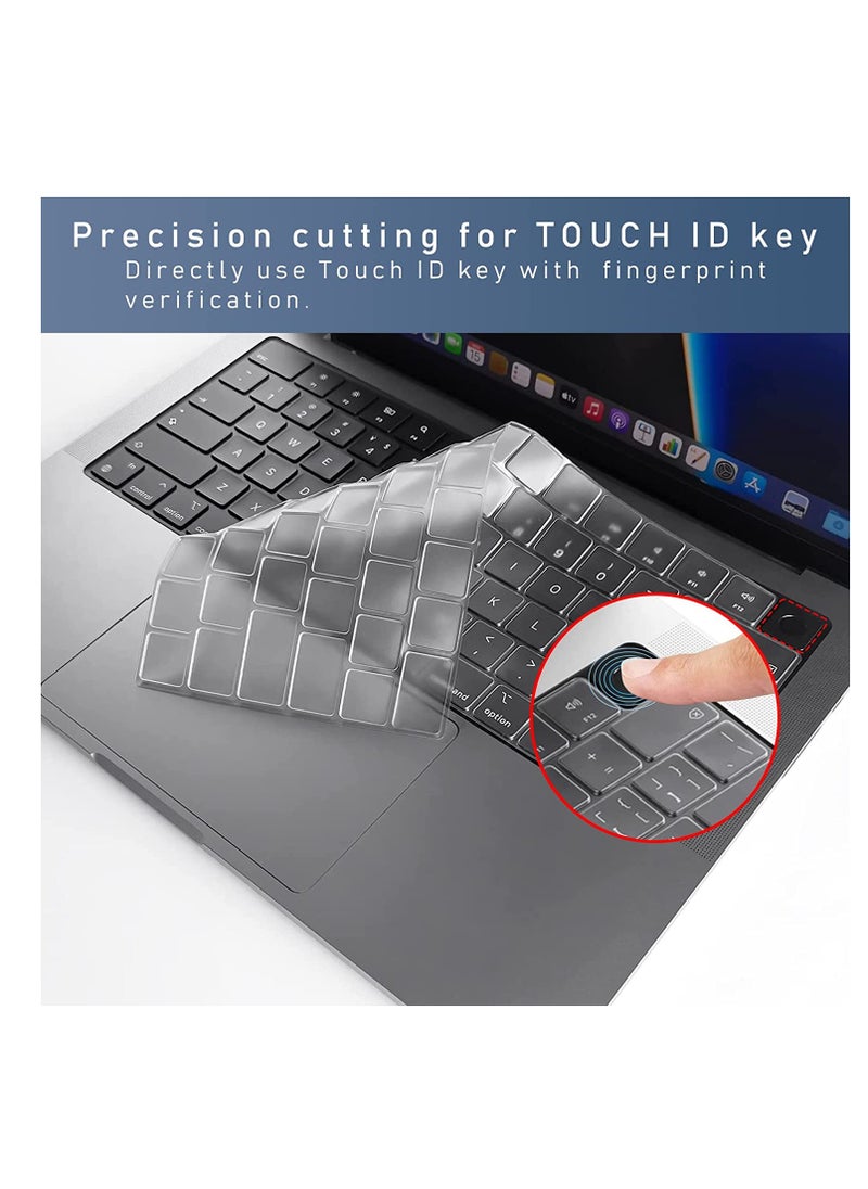 Generic - Premium Keyboard Cover Skin Ultra Thin for MacBook Air 15" M2 A2941 /M3 A3114/M4 A3241,  MacBook Air 13.6" M2 A2681/ M3 A3113/M4 A3240, 2024-2021 MacBook Pro 14" 16" A3112 /A3185/ A3401/A2779 /A2442 /A2918 /A2912 /A3403/A3186/A2991/A2780/ A2485, Clear - Image 1