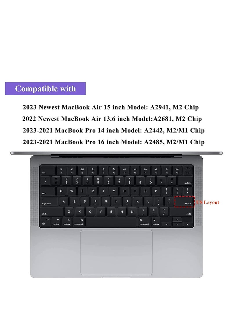 Generic - Premium Keyboard Cover Skin Ultra Thin for MacBook Air 15" M2 A2941 /M3 A3114/M4 A3241,  MacBook Air 13.6" M2 A2681/ M3 A3113/M4 A3240, 2024-2021 MacBook Pro 14" 16" A3112 /A3185/ A3401/A2779 /A2442 /A2918 /A2912 /A3403/A3186/A2991/A2780/ A2485, Clear - Image 1