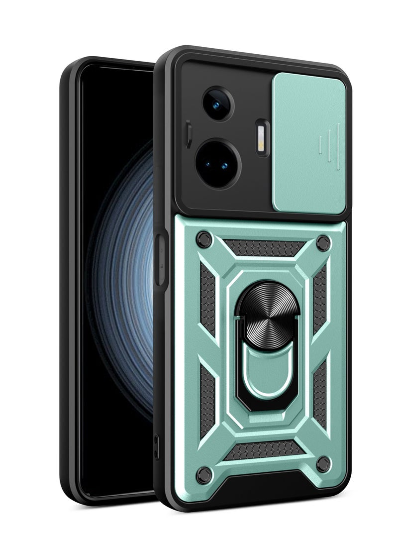 جراب حمايه ويندو مقاوم للصدمات وحمايه للكاميرا مزود بدبله معدنيه متوافق مع   Realme GT Neo 5 / GT3 (أخضر)