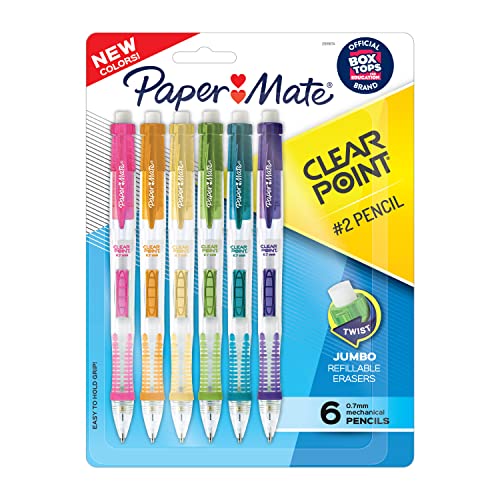 Paper Mate أقلام رصاص ميكانيكية من بيبر ميت، 0.7 مم HB #2، بألوان براميل متنوعة، 6 قطع - للمعلم، المكتب، مستلزمات المدرسة، الرسم، التخطيط - Image 1
