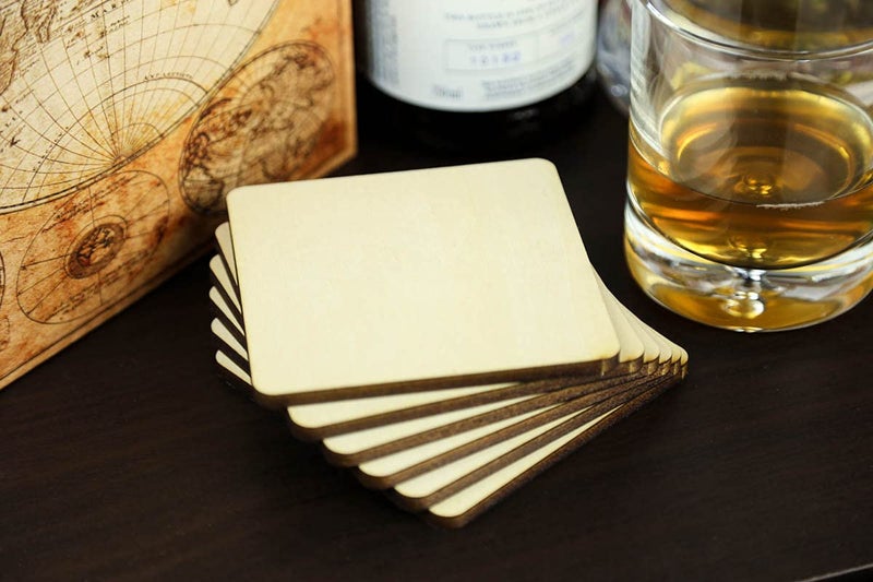 Torched Stong & Thick, Made in The USA, Unfinished Square Blank Wood Pieces, Coasters, Trivet, Pyrography, Painting, Writing, Kids Arts and Crafts, Decorations, DIY Crafts (4"x4"x.2, Square, Natural, 40pk) - Image 3