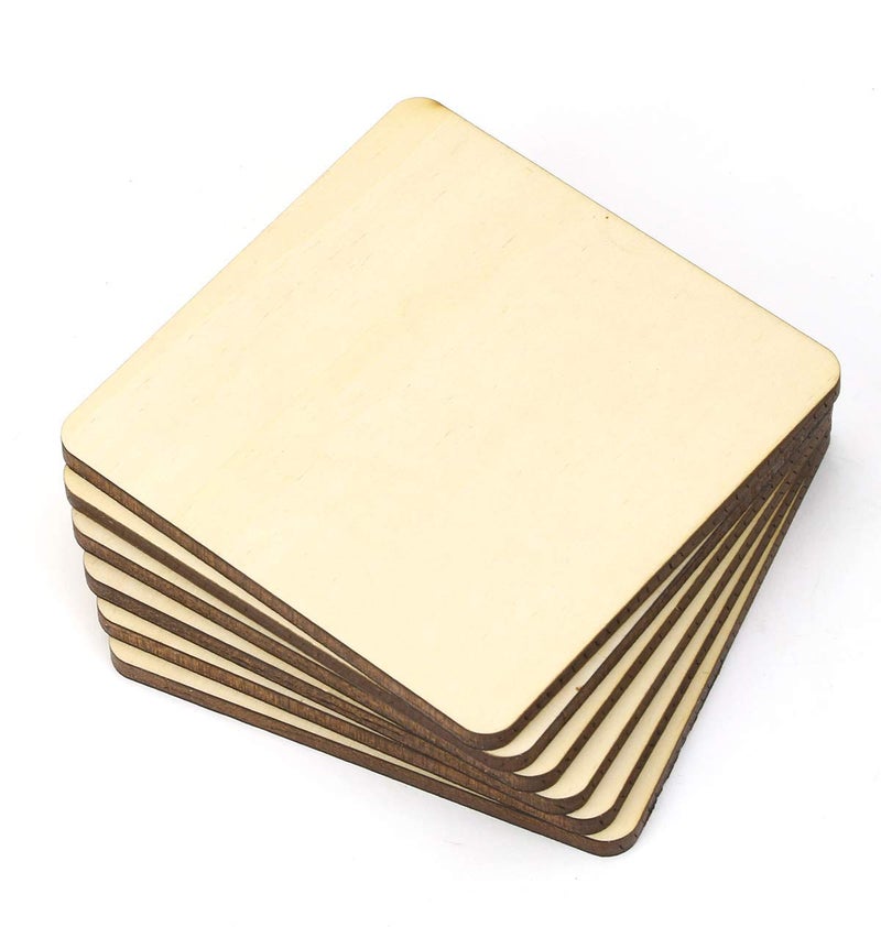 Torched Stong & Thick, Made in The USA, Unfinished Square Blank Wood Pieces, Coasters, Trivet, Pyrography, Painting, Writing, Kids Arts and Crafts, Decorations, DIY Crafts (4"x4"x.2, Square, Natural, 40pk) - Image 2