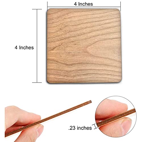 Torched Stong & Thick, Made in The USA, Unfinished Square Blank Wood Pieces, Coasters, Trivet, Pyrography, Painting, Writing, Kids Arts and Crafts, Decorations, DIY Crafts (4"x4"x.2, Square, Natural, 40pk) - Image 5