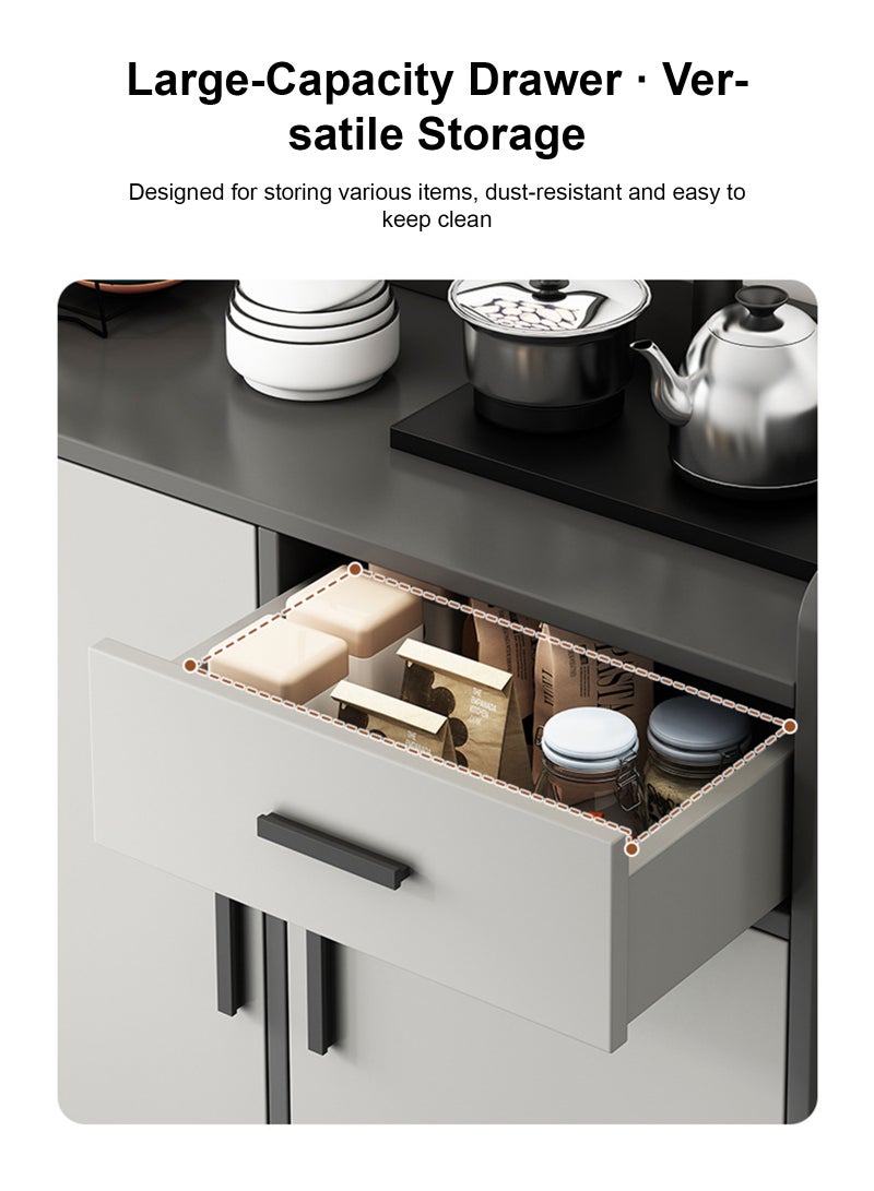 ULHYC Modern Grey Kitchen Storage Cabinet with Glass Doors, Multipurpose Sideboard Buffet for Dining & Living Room - Ample Space for Dishes, Cookware & More - Image 3