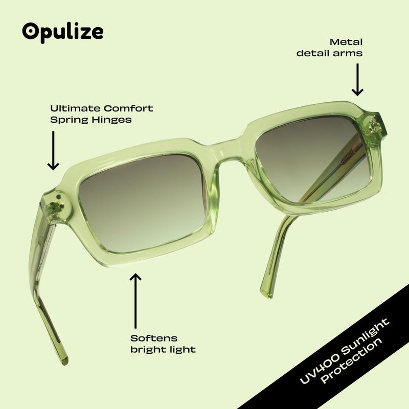 OPULIZE EDG Sunglasses for Men & Women - Vintage Rectangular Transparent Frame with Spring Hinges - Trendy Retro Sunglasses with UV400 Protection Lenses - Transparent Blue with Light Blue Lenses - Image 3
