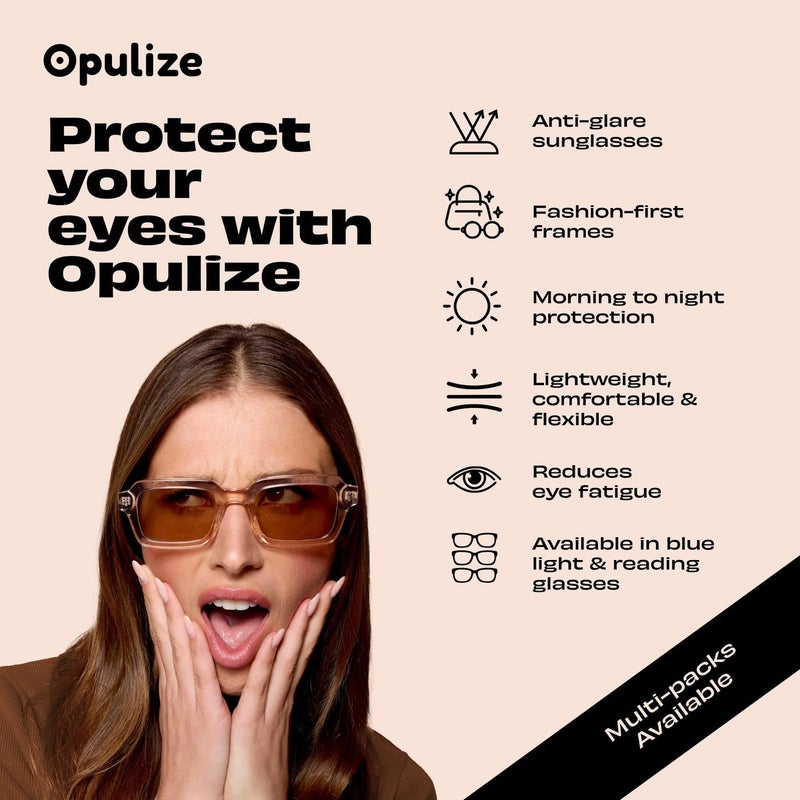 OPULIZE EDG Sunglasses for Men & Women - Vintage Rectangular Transparent Frame with Spring Hinges - Trendy Retro Sunglasses with UV400 Protection Lenses - Transparent Blue with Light Blue Lenses - Image 5