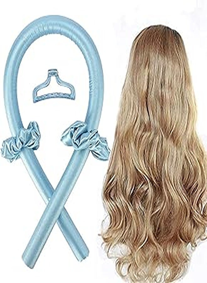 Generic Zeayebsr Heatless Curling Rod Headband, No Heat Silk Curls Headband Sleep Overnight Soft Headband Wave Formers Hair Loose DIY Hair Styling Tools for Long Medium Hair (Blue)