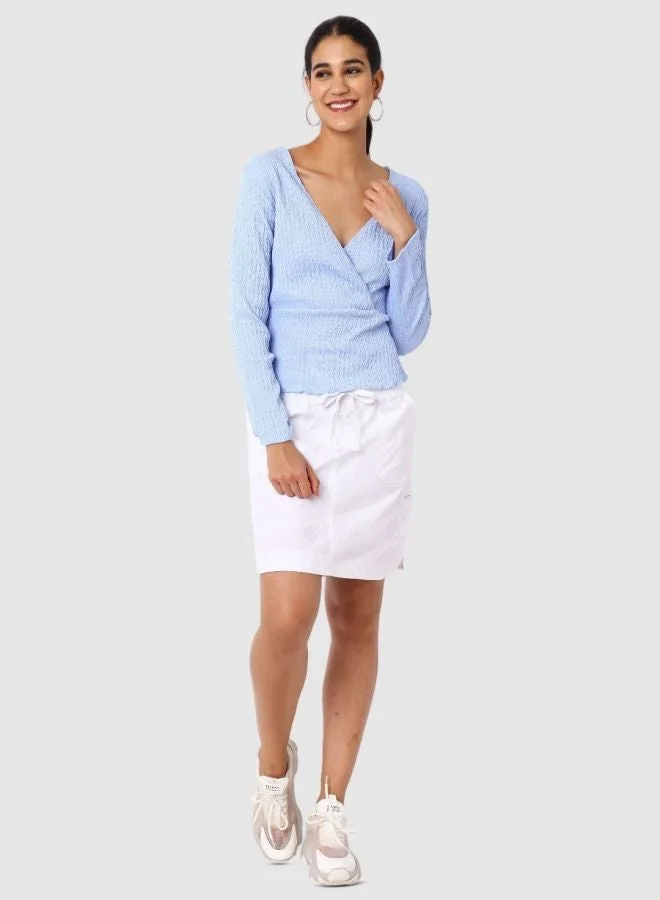 Freehand  Women Regular Fit Textured V-Neck Long Sleeve Wrap Top  | Best Price UAE