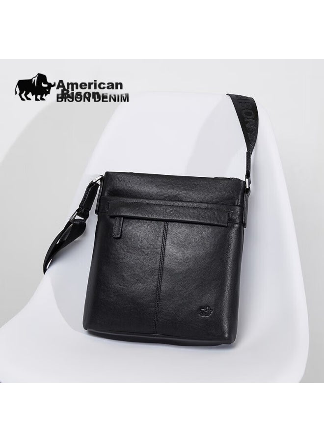 American Bison Shoulder Bag For Men, Top-grain Leather Casual Shoulder Crossbody Bag, Business Men's Bag, Birthday Gift For Boyfriend - Image 1