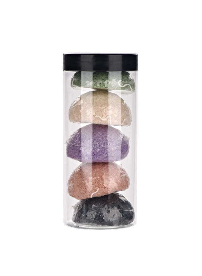 TARSHYRY Konjac Sponge Set, 5 Colors Round Konjac Wash Puff Konjac Bath Sponges Facial Care Cleansing Konjac Sponge For Bath Sponges Gently Facial Puff - Image 1