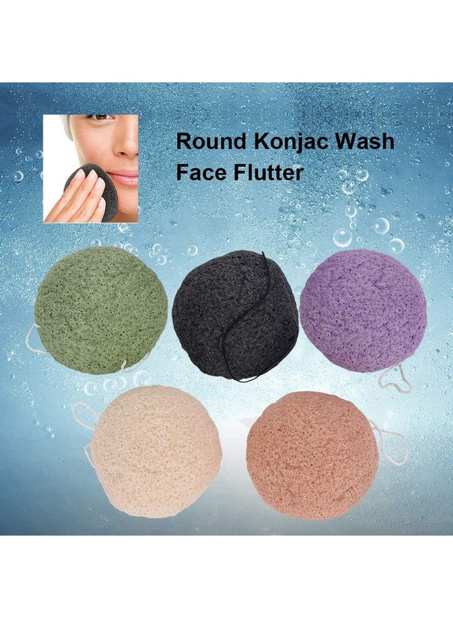 TARSHYRY Konjac Sponge Set, 5 Colors Round Konjac Wash Puff Konjac Bath Sponges Facial Care Cleansing Konjac Sponge For Bath Sponges Gently Facial Puff - Image 3