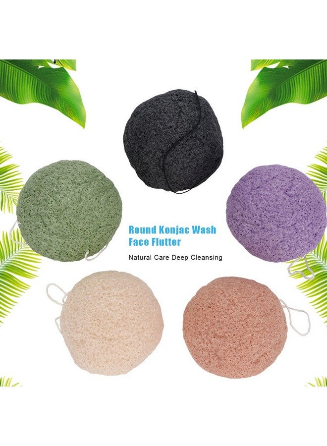 TARSHYRY Konjac Sponge Set, 5 Colors Round Konjac Wash Puff Konjac Bath Sponges Facial Care Cleansing Konjac Sponge For Bath Sponges Gently Facial Puff - Image 2