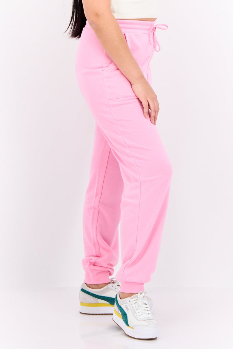 PIECES Women Regular Fit Plain Drawstring Sweatpants, Pink - Image 2