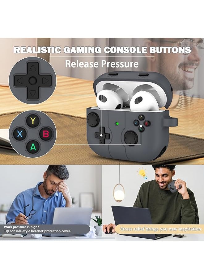 erorex - Airpods 3Rd Generation Case Cover With Keychain Game Player Design For Kids Teenager Women And Men Soft Silicone Case For Airpods Gen 3 Charging Case Gray - Image 1