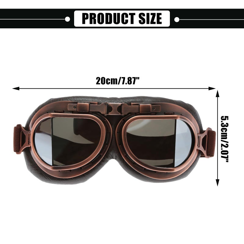 MUXSAM نظارات موتوسيكل قديمة MUXSAM، نظارات موتوكروس ATV، نظارات سباق دراجات التراب، نظارات سكوتر للقيادة على الطرق الوعرة، نظارات مقاومة للرياح والغبار للبالغين رجال ونساء، إطار نحاسي وعدسات فضية - Image 2