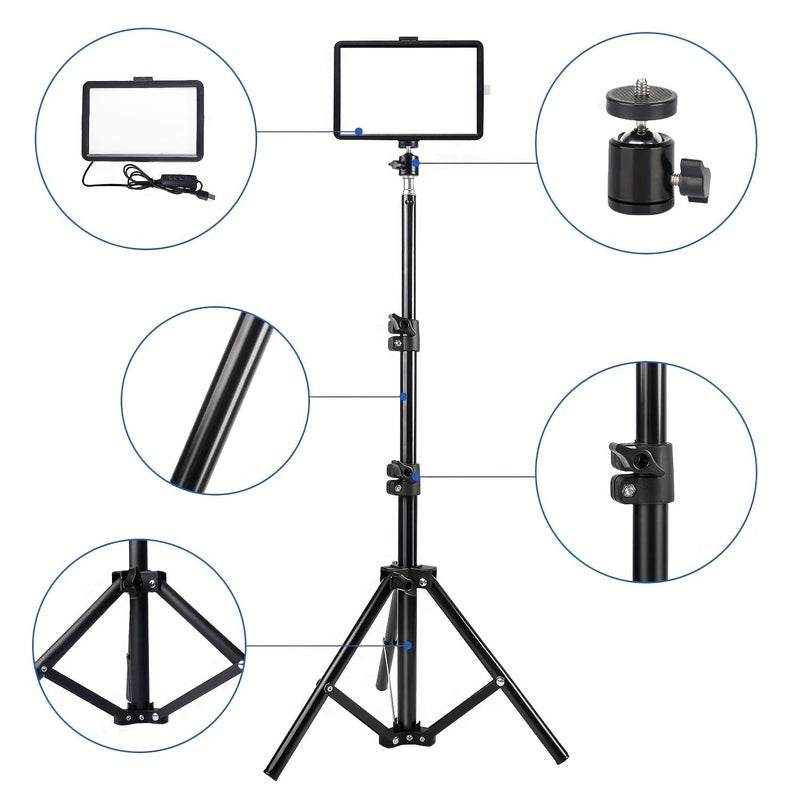 حامل تريبود ZOMEI 43 بوصة بإضاءة LED قابلة للتعديل باللون الأسود مع إضاءة تعبئة USB للبث والمكياج - Image 4